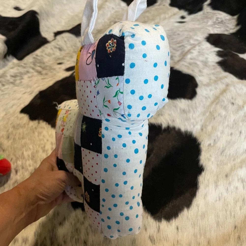Handmade Quilted Patchwork Dog Plush Toy Pillow‎ Unique Decorative Gift